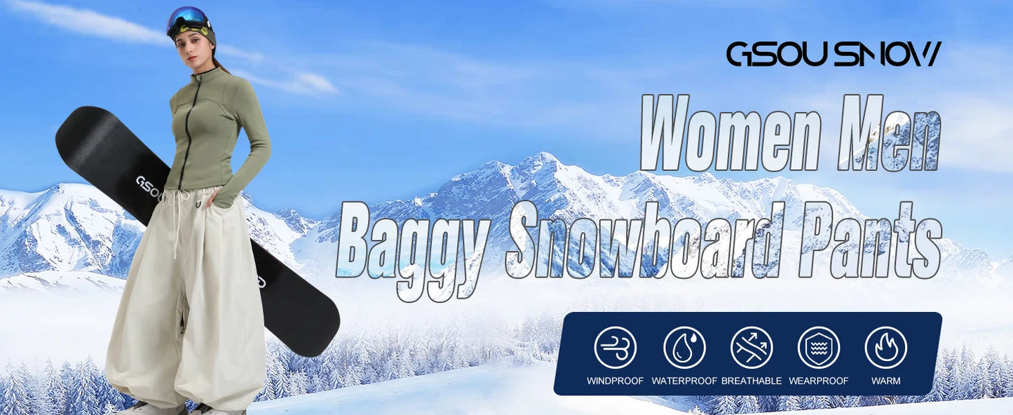 Baggy Snowboard Pants for Men – Waterproof Ski Pants with Thermal Insulation