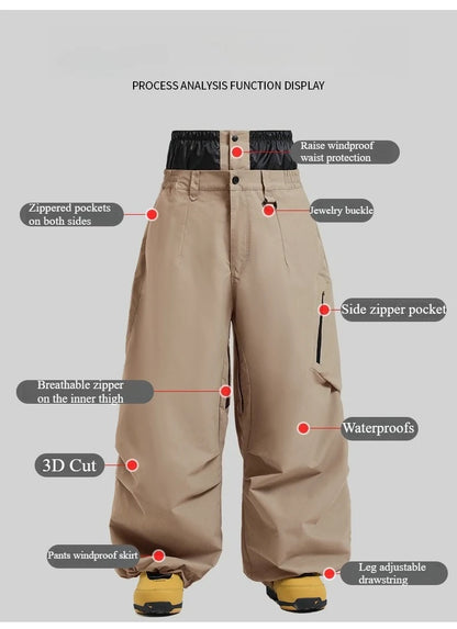 Dollplus Women’s Waterproof Ski Pants – Windproof Baggy Snowboard Trousers for Winter Sports