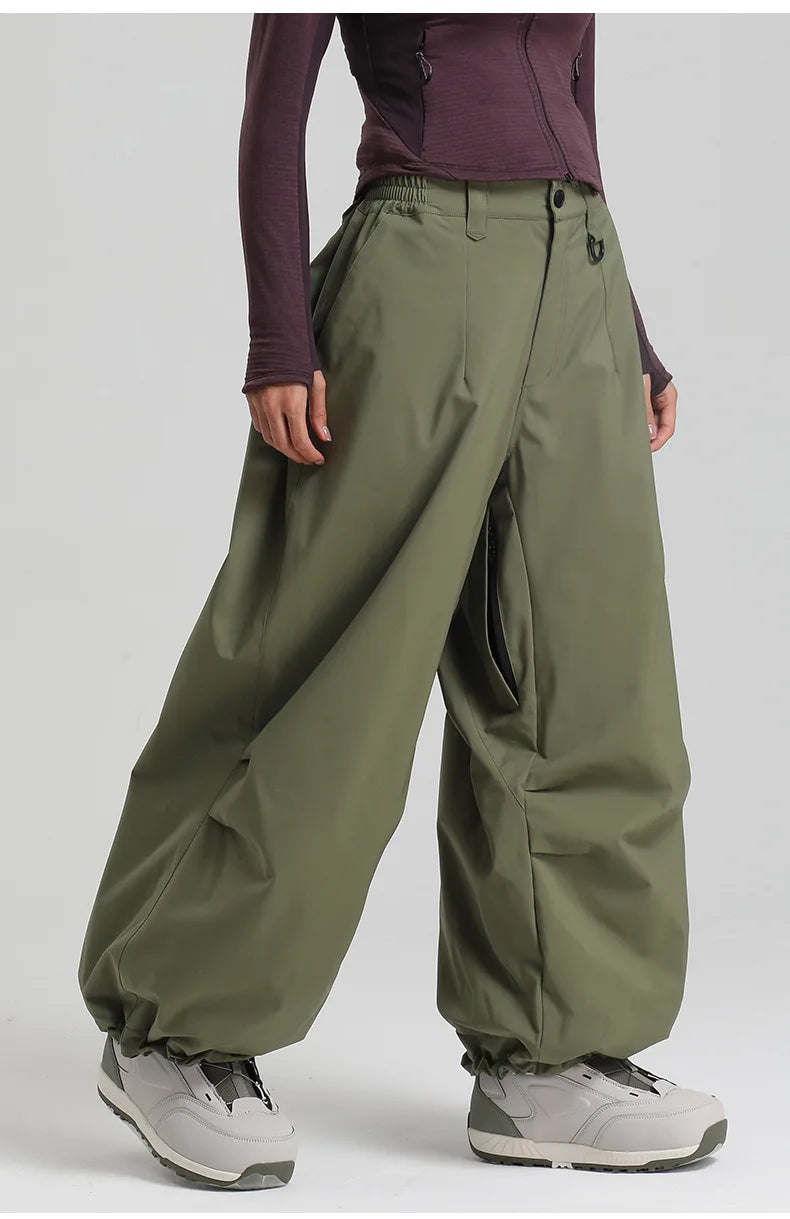 Dollplus Women’s Waterproof Ski Pants – Windproof Baggy Snowboard Trousers for Winter Sports