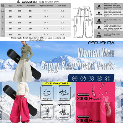 Baggy Snowboard Pants for Men – Waterproof Ski Pants with Thermal Insulation