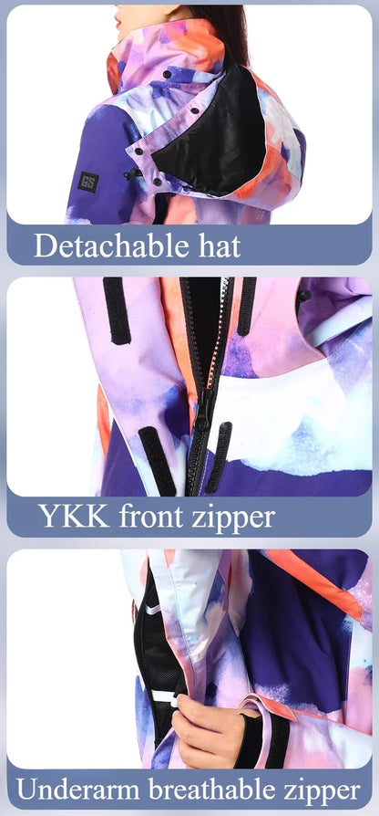 Skiing Hoodie Jacket Outdoor Warm Ski Coats Windproof Waterproof Ski Tops Women Sports Snowboard Jacket Winter New Snow Clothing