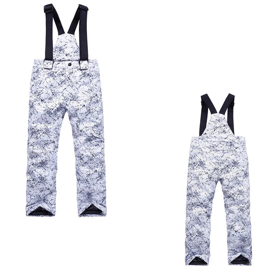 Children'S Ski Pants Autumn Winter Outdoor Sports Solid Warm Thick Ski Pants Comfortable Waterproof Pocket Strap Skiing Pants