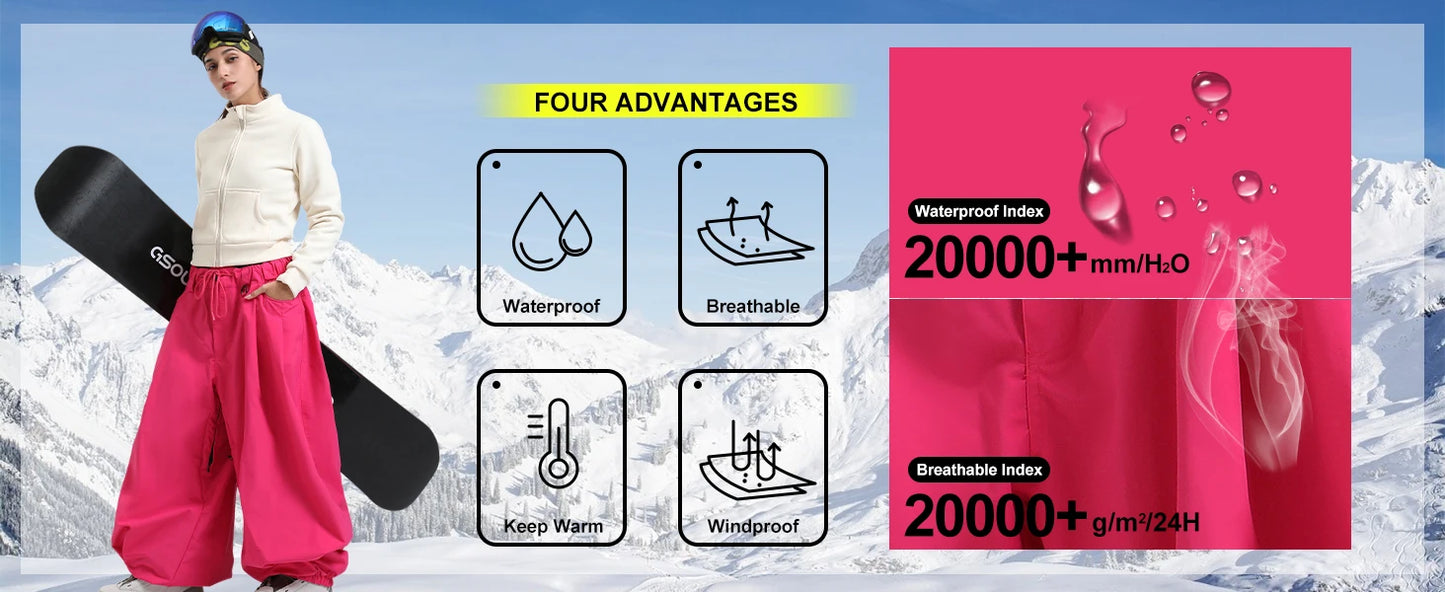 Baggy Snowboard Pants for Men – Waterproof Ski Pants with Thermal Insulation