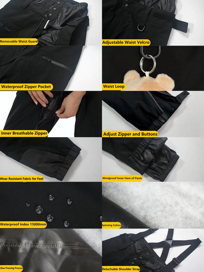 Men's Baggy Snowboard Pants - Waterproof 15000mm Snowboarding Pants Baggy Fit Winter Gear