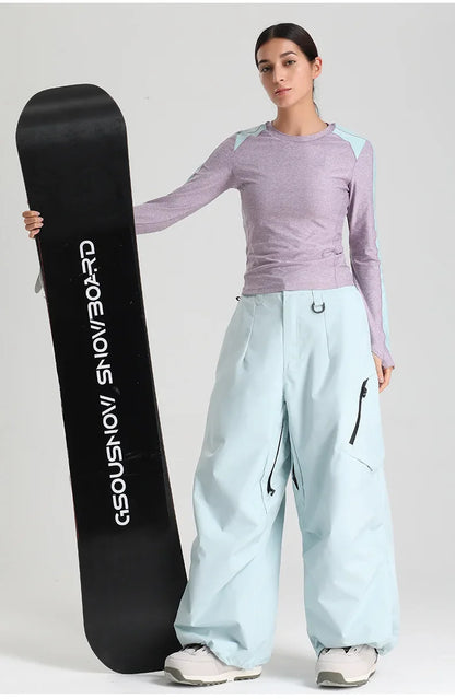 Dollplus Women’s Waterproof Ski Pants – Windproof Baggy Snowboard Trousers for Winter Sports