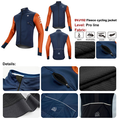 DAREVIE Cycling Men's Jacket WindProof Fleece Pro Cycling Jackets Longsleeve Warm Soft Brushed Pro Breathable Bicycle Clothing