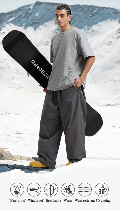 Dollplus Baggy Ski Pants – Waterproof Windproof Snowboard Trousers for Men & Women