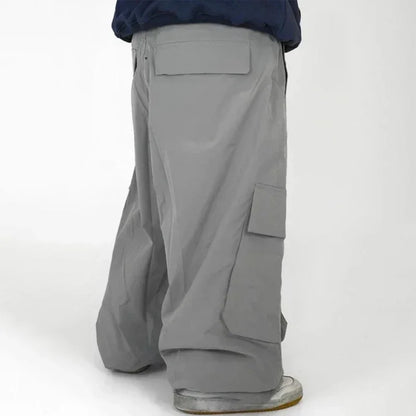 Dollplus Men’s Cargo Ski Pants 2025 – Loose Baggy Snowboard Bib Overalls, Waterproof 3L Trousers