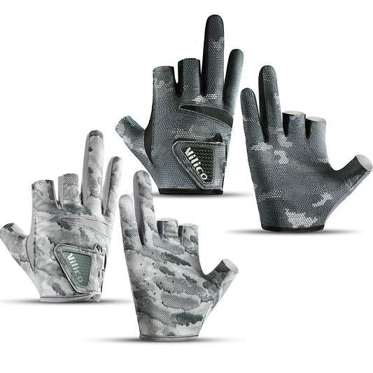 Set of camouflage gloves on a white background