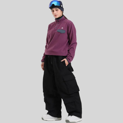 Baggy Snowboard Pants by Dollplus – Multi-Pocket, Windproof & Thermal Ski Wear