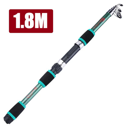 Telescopic fishing rod with a length of 1.8 meters on a white background