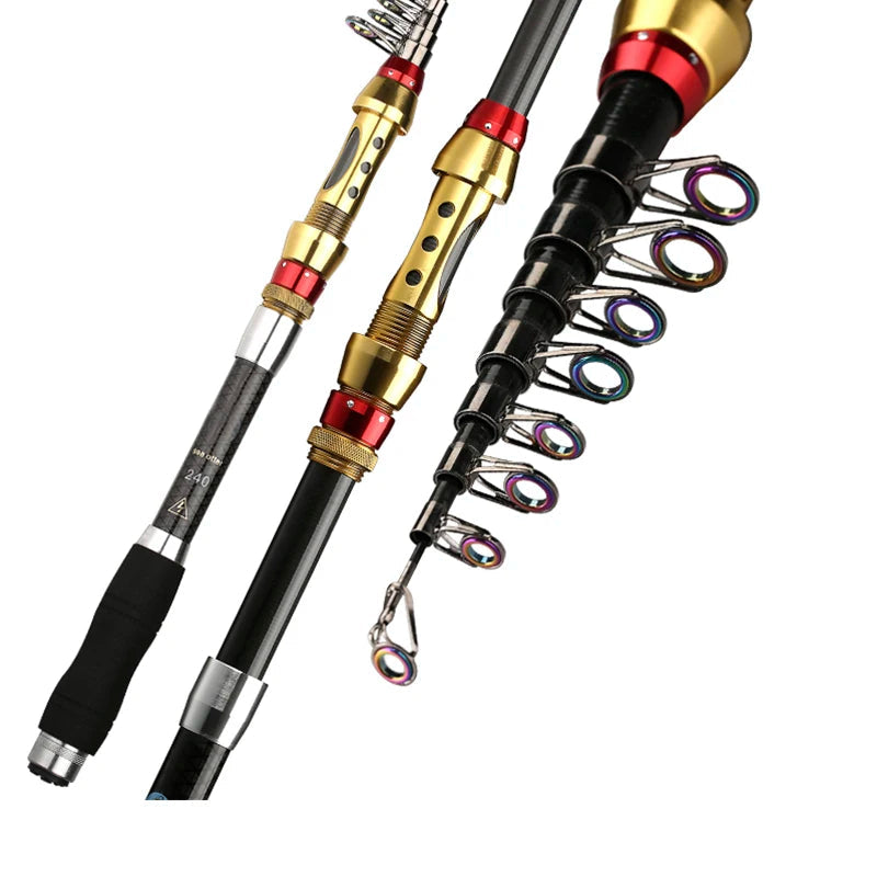 Two fishing rods on a white background