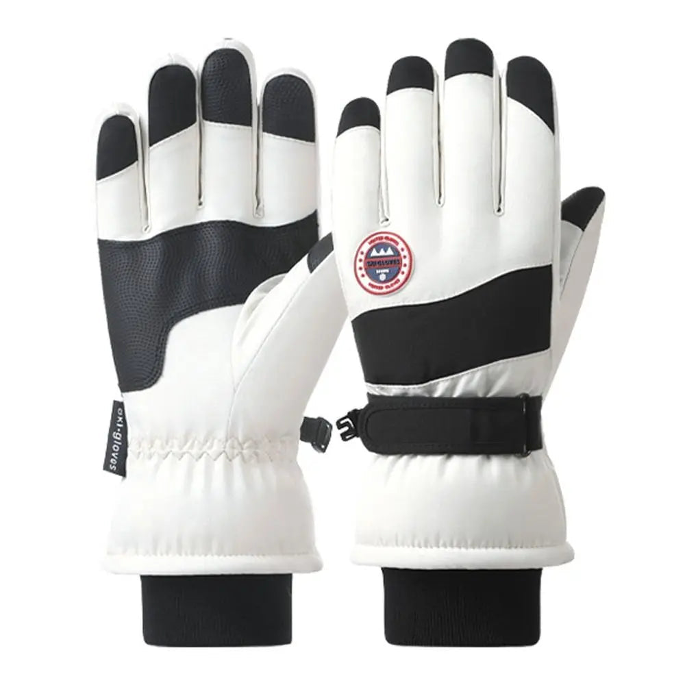 White and black gloves with a visible on a white background