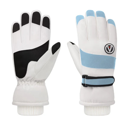 White gloves with black and blue accents on a white background