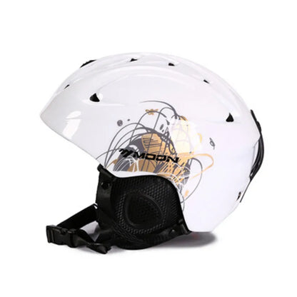 White helmet with black strap on a white background