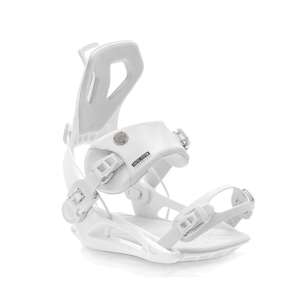 White snowboard binding on a white background