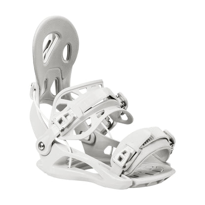 White snowboard binding on a white background