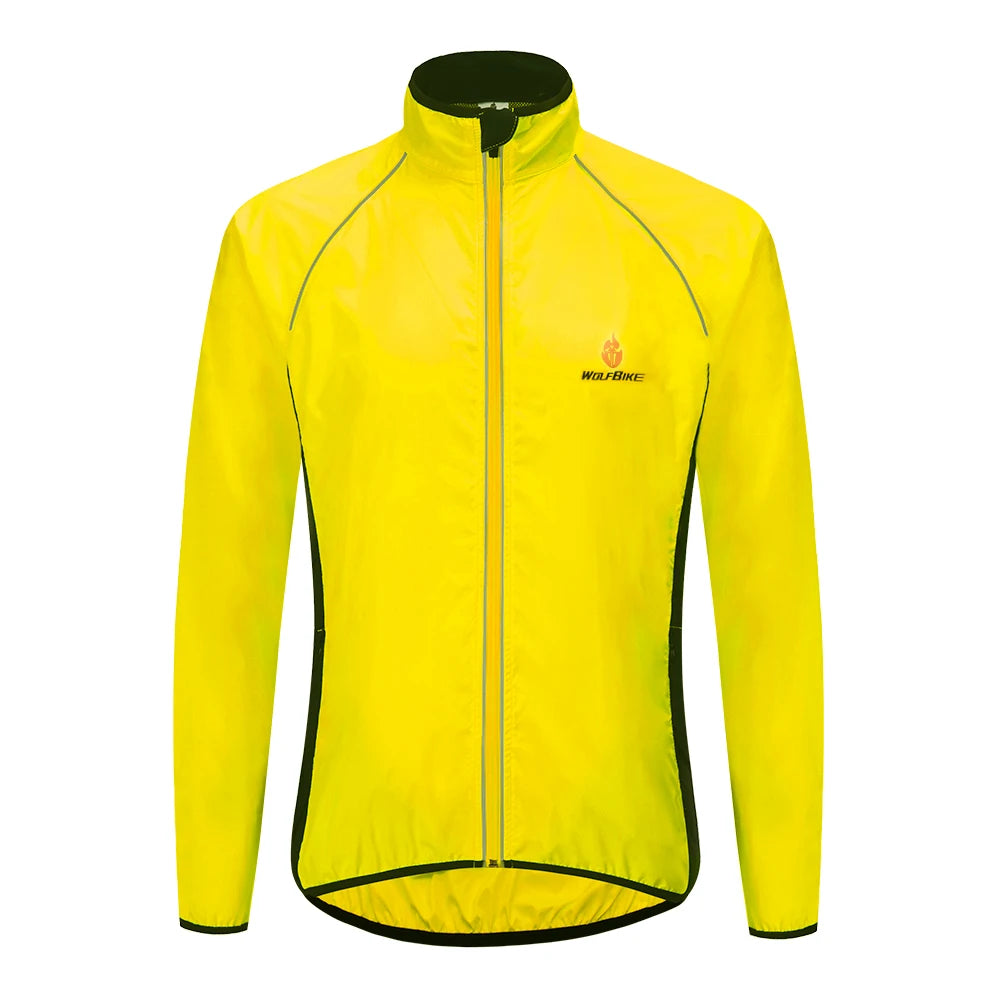 Yellow cycling jacket on a white background