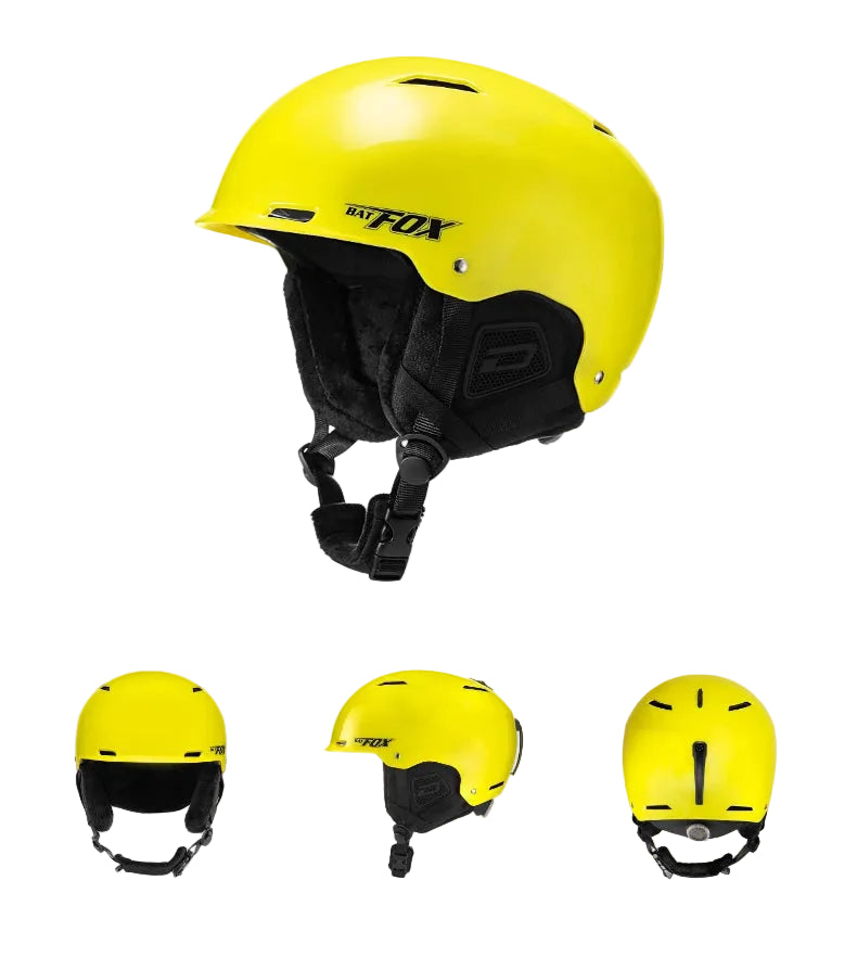 Yellow helmet with black accents on a white background