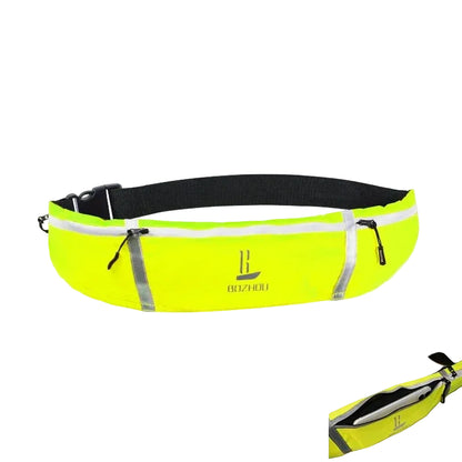 Yellow waist bag with black strap on a white background
