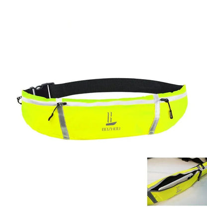 Yellow waist bag with black strap on a white background